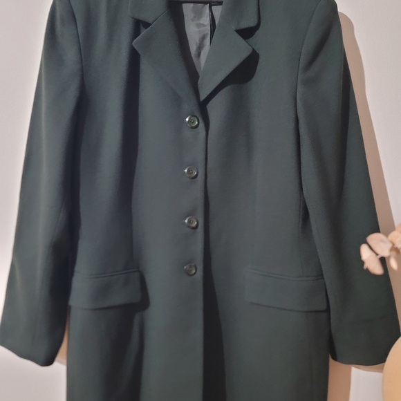 Talbots Forest Green Wool Longline Blazer Coat Quiet Luxury Dark Academia Sz 16 - Picture 5 of 8